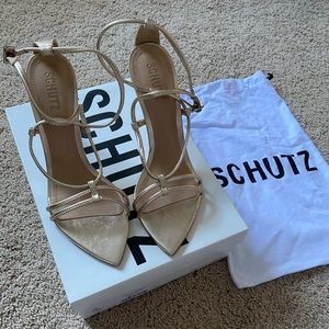 Schutz Gold Strappy Sandal-Evelyn Style